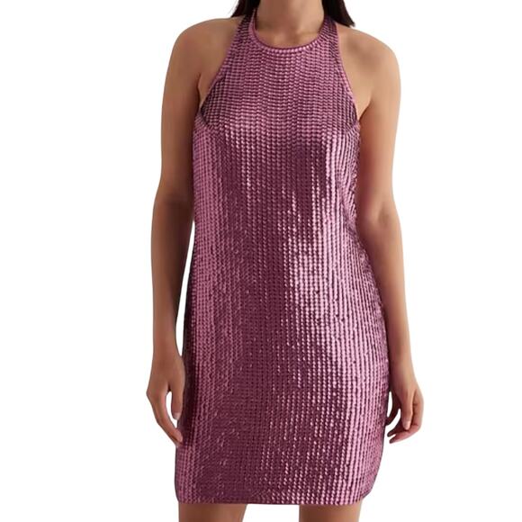 Elegant express Pink Sequin Halter Dress - Picture 1 of 10
